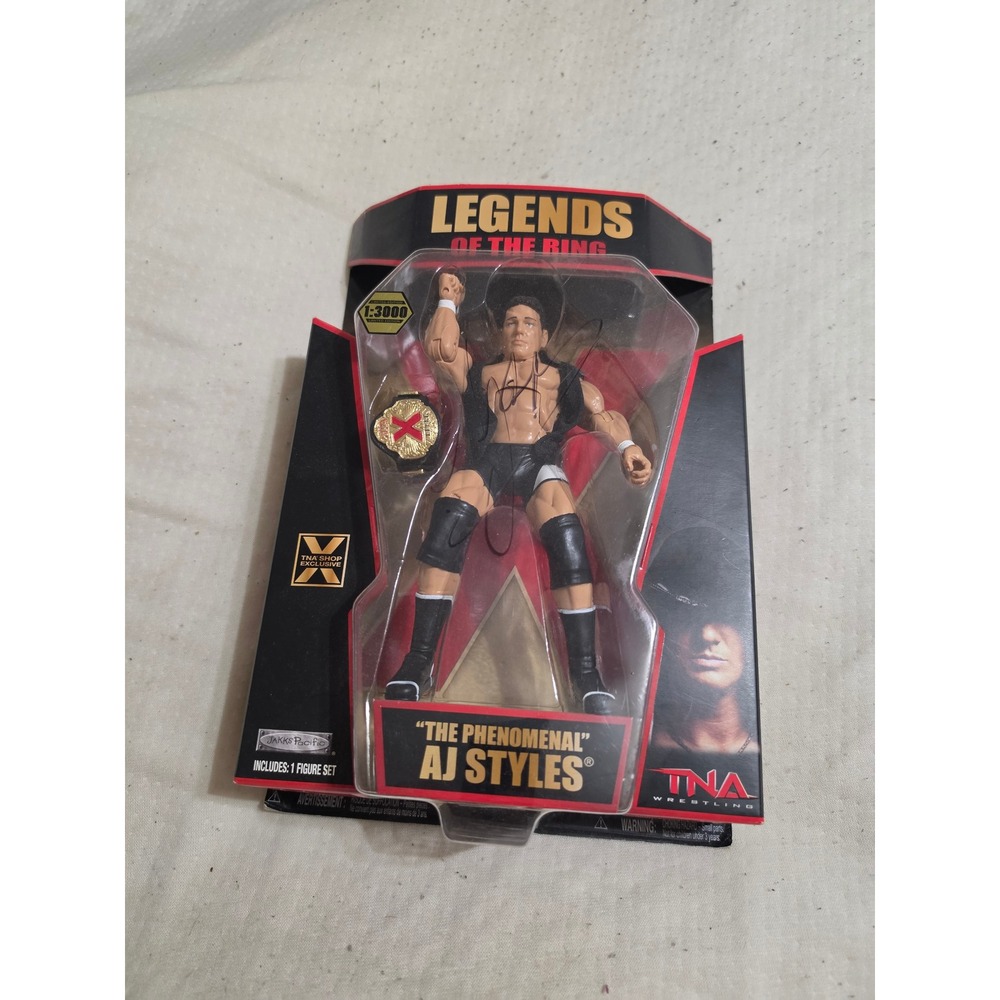 TNA Legends of the Ring AJ Styles Jakks SIGNED Shop Exclusive 3000